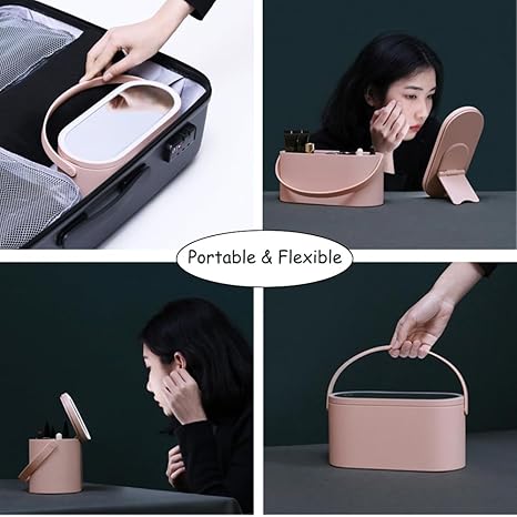 Portable LED Light Storage Box Beauty And Makeup Mirror