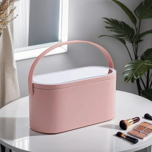 Portable LED Light Storage Box Beauty And Makeup Mirror